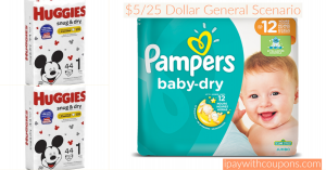 $5/25 Dollar General All Digital Diaper Scenario! #deannasdeals