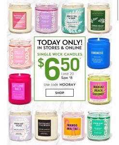 $6.50 Single Wick Candles at Bath & Body Works #AmySaves